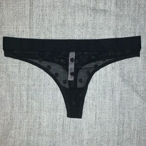 Victoria's Secret | Black Sheer Polka Dot Thong